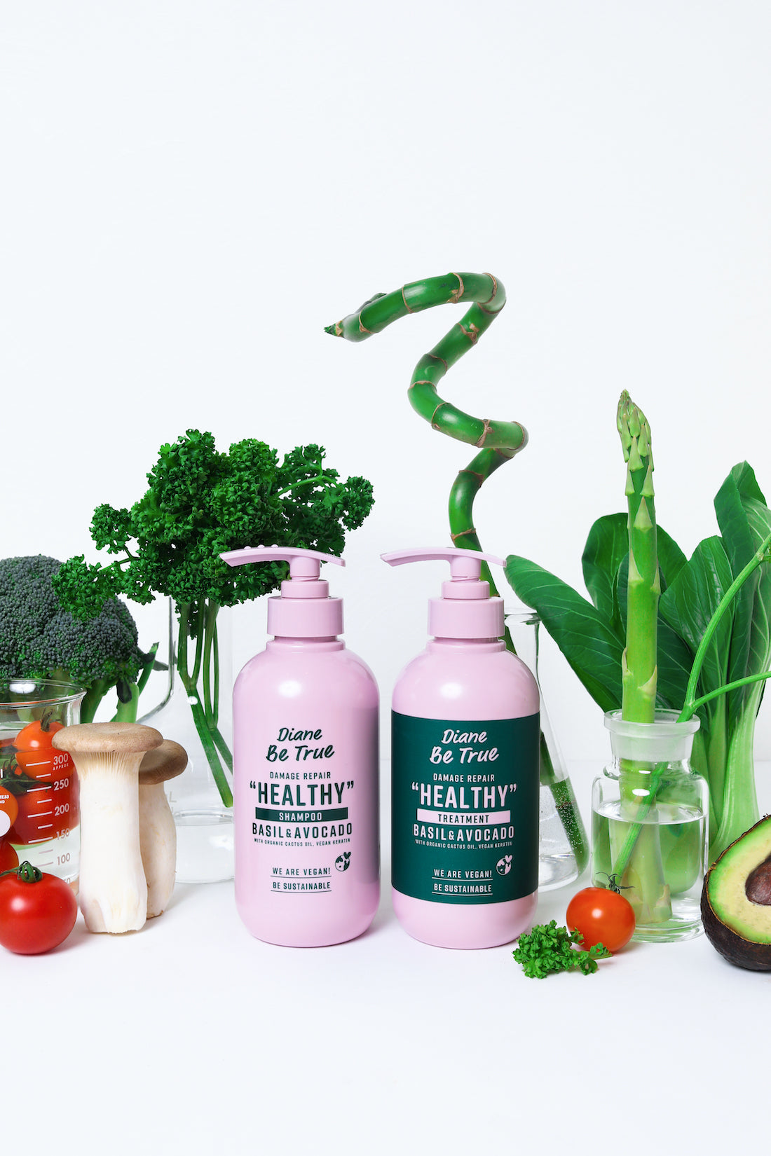  Be True Healthy Damage Repair series stand with veggies  