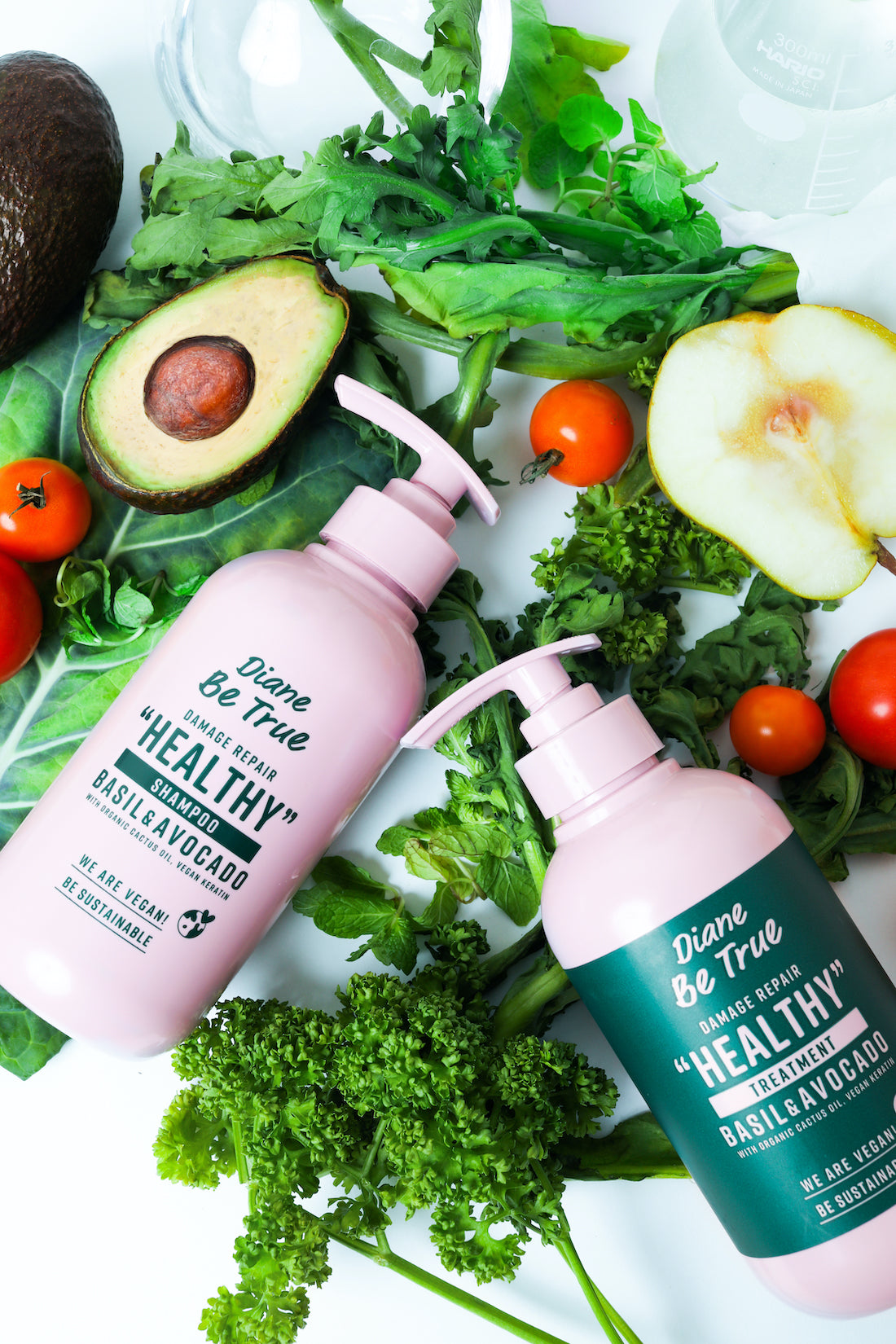 Be True Healthy Damage Repair series lay down with veggies  