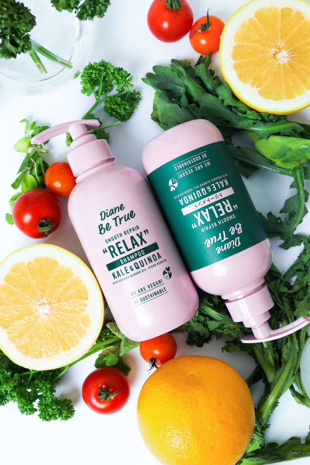 Be True Relax Smooth Repair series lay down with veggies  