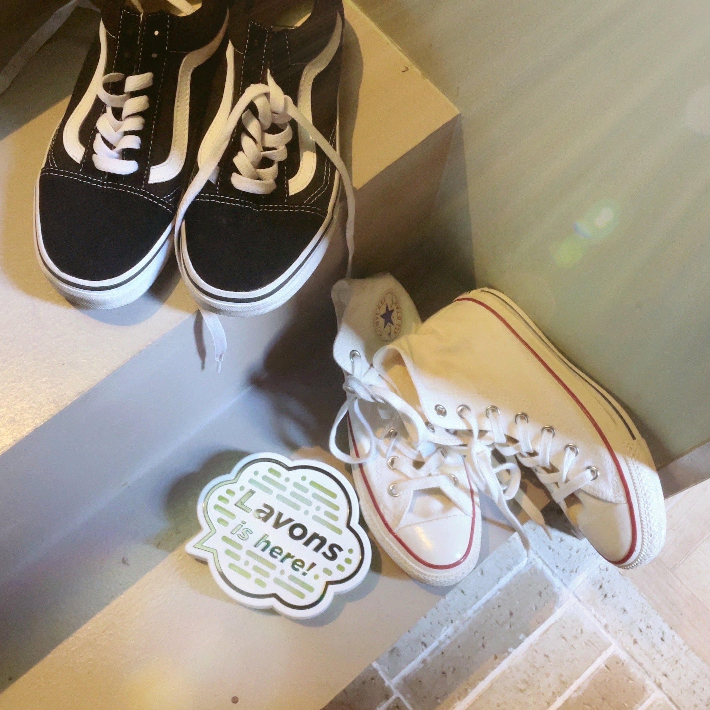 LAVONS Multipurpose Fragrance Gel Shiny Moon with pairs of shoes on stair